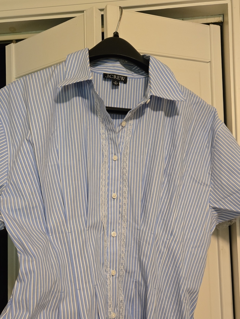 J. Crew Light Blue & White Vertical Stripe Button-Down Shirt